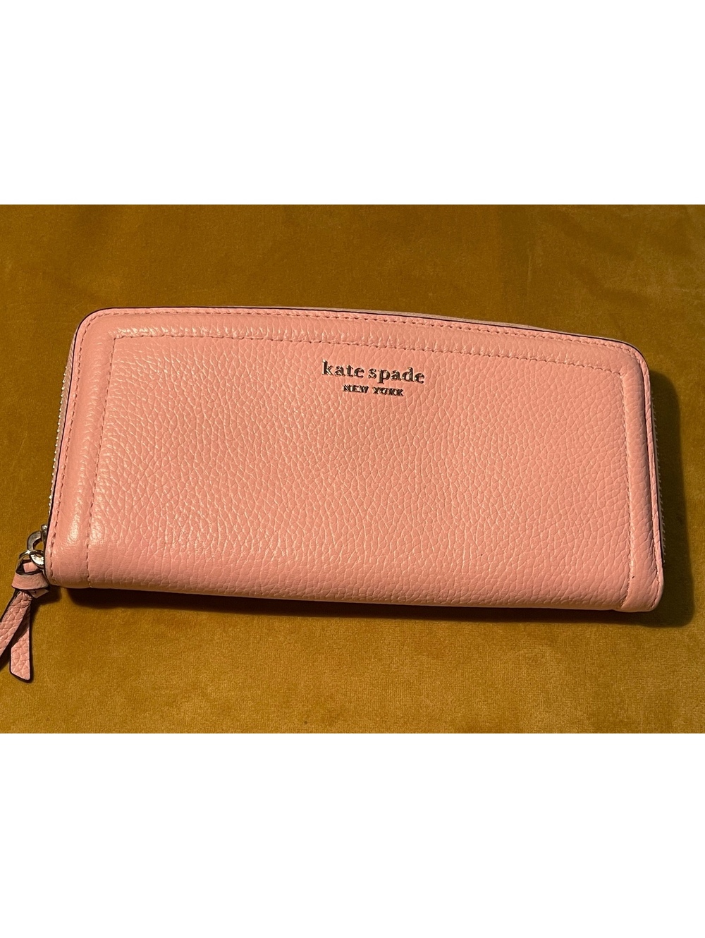 Kate Spade Pink Pebbled Leather Zip Around Wallet Large